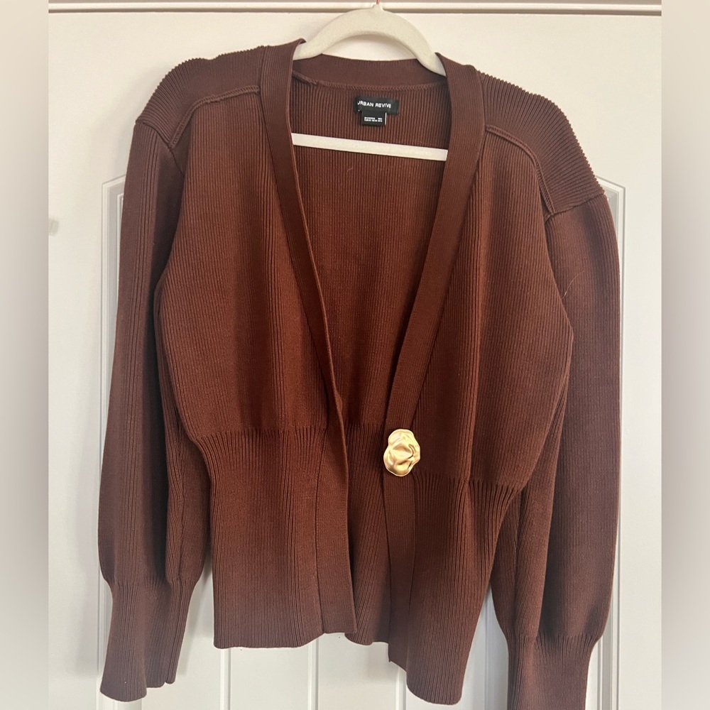 Women’s brown cardigan sweater
